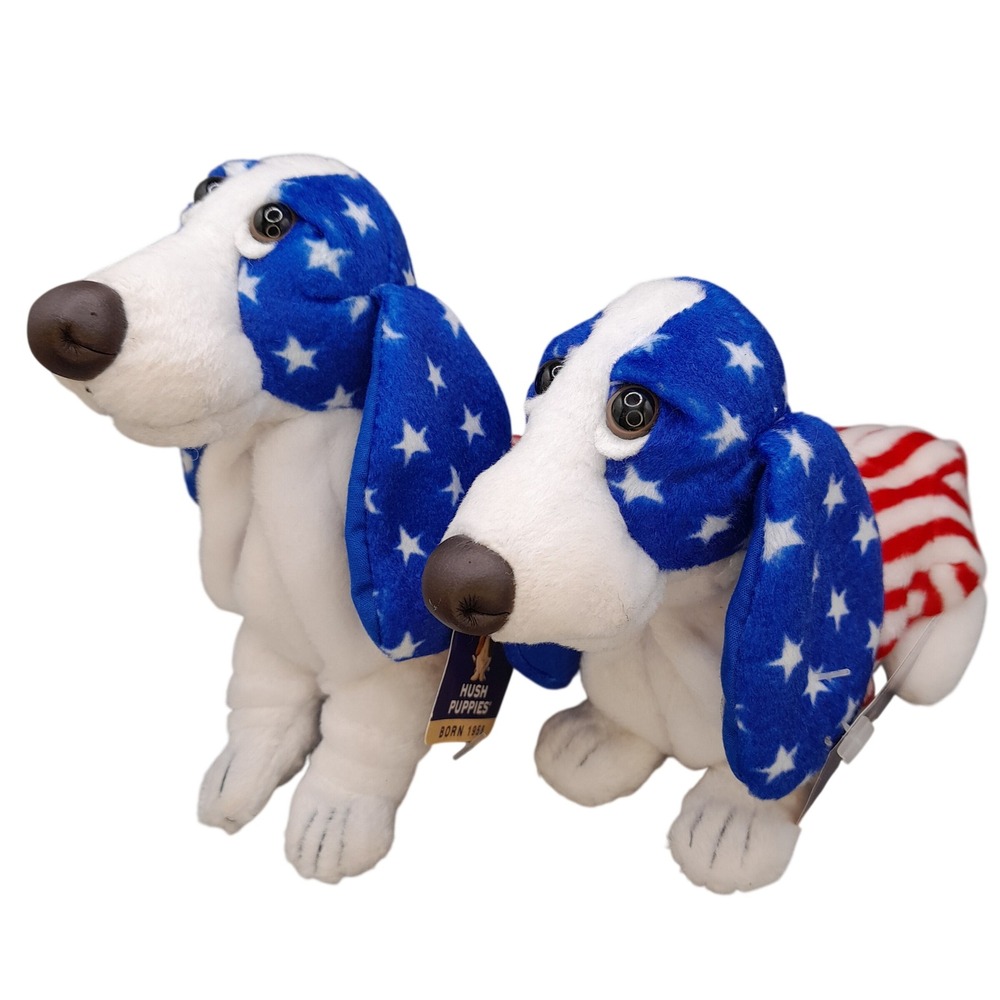 Applause Hush Puppies Americana Plush Basset Hound Stars Stripes Set of 2 25832